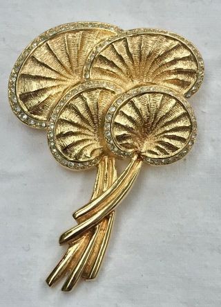 Vintage Christian Dior Goldtone And Crystal Brooch Pin