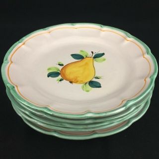 Set of 5 VTG Dinner Plates by Gump ' s San Francisco Fruit GUM20 Italian Pottery 2