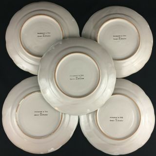 Set of 5 VTG Dinner Plates by Gump ' s San Francisco Fruit GUM20 Italian Pottery 3