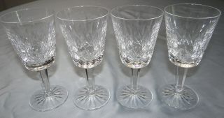 Set Of 4 Waterford Crystal Lismore 5 1/2 " White Wine Goblets Glasses Vtg