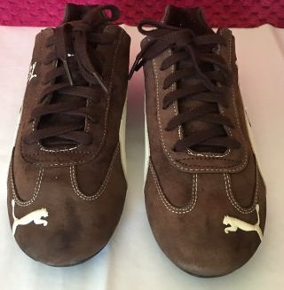 Puma Speed Cat Brown/ White Vintage Suede/leather Women Sneaker Loafers Size 9.  5