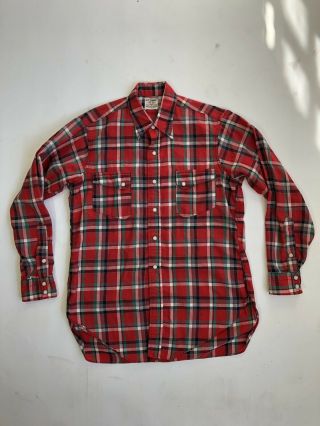 Vintage 50’s Levis Western Short Horn Slant Pocket Snap Western Shirt Plaid S/m