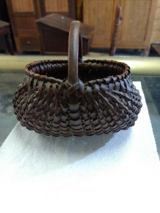 Antique Buttock Or Melon Basket Small Size 4 1/2 " Tall - Wonderful