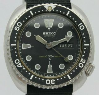 Vintage 1981 Seiko 6309 - 7049 Mens 44mm Steel Automatic Divers Watch Turtle Grey