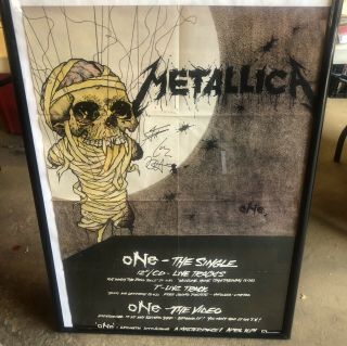 Rare Autographed Metallica Vintage One Poster Signed By Band Members