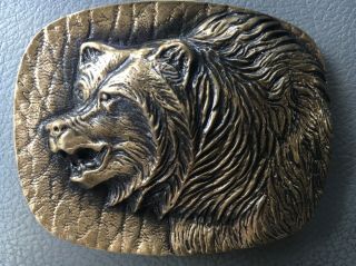 Vintage Fred Boyer Solid Bronze Grizzly Bear Belt Buckle