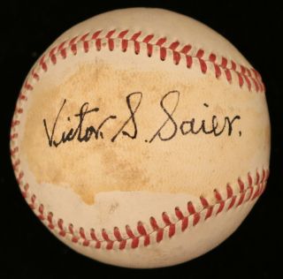 Vic Saier (d.  1967) Cubs / Dutch Mele (d.  1975) Reds Vintage Signed Baseball - Jsa