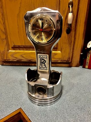 Authentic Vintage Rolls Royce Piston Desk Clock Rare Darrell Gwynn Special Ed.