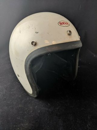 Vintage Bell Rt Motorcycle Helmet Open Faced White,  Size 6 7/8
