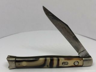 Vintage Usa Schrade Walden Fishtail Pocket Knife Rare Shape
