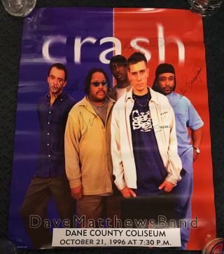 Vintage Dave Matthews Band 1996 Crash Poster Autograph Signed By The Entire Band
