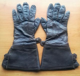 Ww2 Vintage German Luftwaffe Pilot Aviator Flying Leather Gloves Gauntlets
