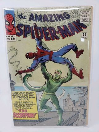 Spider - Man 20 Vintage Marvel Comic Key 1st Scorpion 12c Ditko Lee