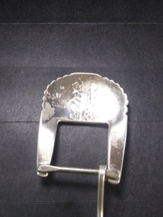 VTG NAVAJO Made Sterling Silver Belt Buckle Signed w/R & Broken arrow Scarce 925 6