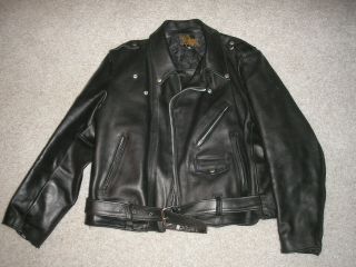 Harley Branded Garments Vintage Leather Motorcycle Jacket Size 54