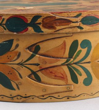 Antique Authentic 19thC Shaker Pantry Box w/ Early 20thC Folk Art Paint Design 6