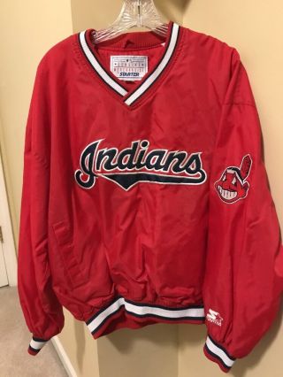 Rare Vintage Cleveland Indians Starter Pullover Size L Red