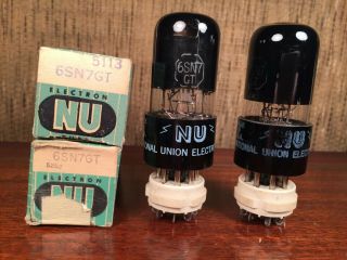 2 Nos National Union 6sn7gt Vintage Audio Tubes In Boxes