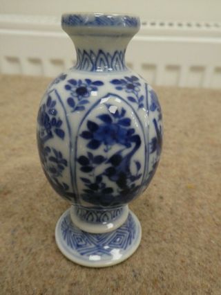 3 Antique? Chinese Blue & White Miniature/small Vase Foliage & Birds