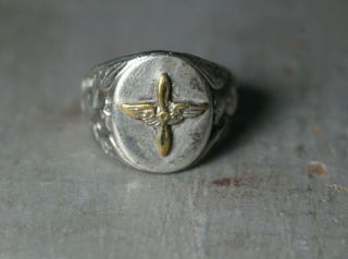 Vintage Wwii Era Sterling Silver Us Army Air Corps Pilot Propeller Ring Sz 8.  75