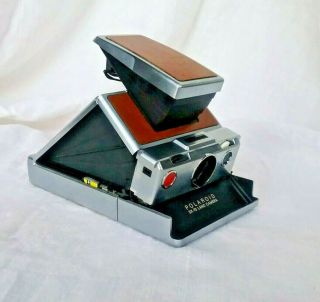 Vintage Polaroid Sx - 70 Land Camera Tan Leather Mid Century