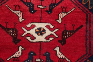 Vintage Animal Pictorial Wool Bakhtiari Oriental Runner Rug Hand - Knotted 3x10