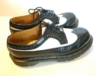 Vtg Dr Doc Marten Shoes Brogue Black White Wingtip Men 