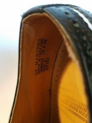 VTG Dr Doc Marten Shoes Brogue Black White Wingtip Men ' s US 8 Rockabilly 3989/34 4