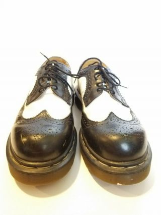 VTG Dr Doc Marten Shoes Brogue Black White Wingtip Men ' s US 8 Rockabilly 3989/34 5