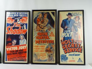 Art : 3 RARE c1940s Framed Gum shoe Detective Movie Posters inc The Shadow 3