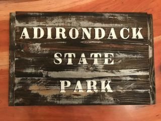 Vintage Wood Adirondack Camp Ground Sign Wood Folk Art York Appx 26” Wide