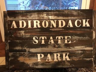 Vintage wood Adirondack camp ground sign wood folk art York Appx 26” Wide 3