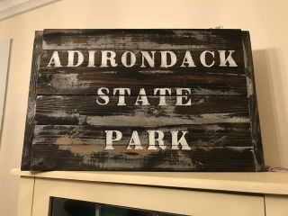 Vintage wood Adirondack camp ground sign wood folk art York Appx 26” Wide 8