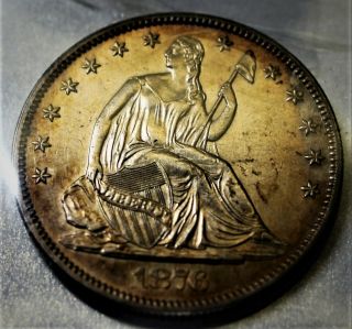 1876 Seated Liberty Half Dollar Gem Bu - Exceptionally Rare Repunched Date