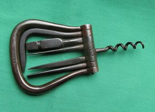 Quality Antique Steel Six Tool Folding Bow Corkscrew By Maker - B.  B.  Wells 5