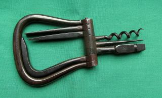 Quality Antique Steel Six Tool Folding Bow Corkscrew By Maker - B.  B.  Wells 7