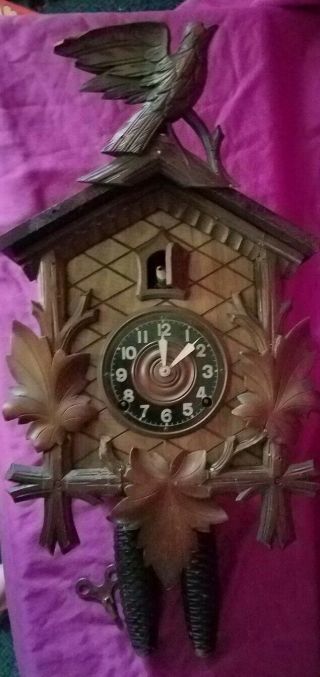 Rare Antique Vintage Key & Weight Coo Cuck Clock American Cuckoo Clock Co