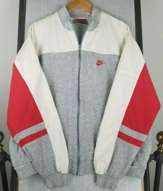 Vintage Nike Mens Full Zip Track Jacket Sweatsuit Size Xl Mock Collar Gray Vtg