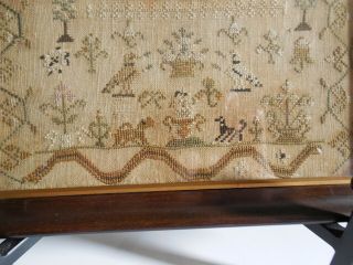 Antique Framed Silk to Linen Work Sampler Early 1808 Needlework Sampler 6