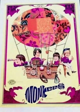 Poster 1967 The Monkees Psychedelic Hot Air Balloon Dave Schiller Sparta Rare 8g