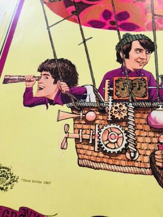 Poster 1967 THE MONKEES Psychedelic Hot Air Balloon Dave Schiller Sparta Rare 8G 5