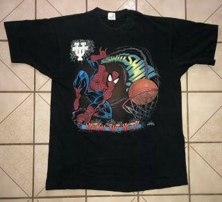 Rare 1993 Vtg Spiderman Basketball Marvel Comics T - Shirt Usa 90s Swish Ut Rare