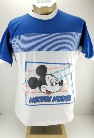 Vintage 1987 Mickey Mouse Ringer T Shirt Disney Mgm Studios Size Medium M