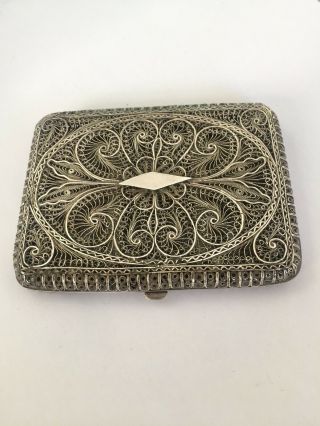 Antique Victorian Silver Filigree Card Case - A9066