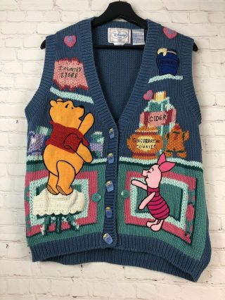 Euc Vintage Winnie The Pooh Disney Store Hand Knit Women 