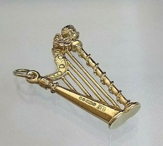 Vintage 9ct Gold Harp (Irish) Charm / Pendant Hallmarked (not filled or plated) 2