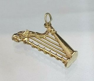 Vintage 9ct Gold Harp (Irish) Charm / Pendant Hallmarked (not filled or plated) 3