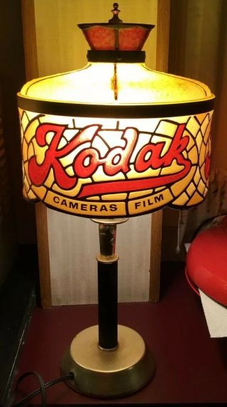 Vintage 18 " Kodak Tiffany Style Table Or Wall Lamp Light Advertising