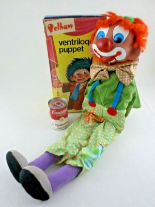 Vintage 1960s Pelham Ventriloquist Hand Puppet Clown V7 W/ Box - England