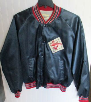 Vintage Cleveland Indians Satin Snap Up Jacket Coat Sports Wearhouse Sz XXL 2